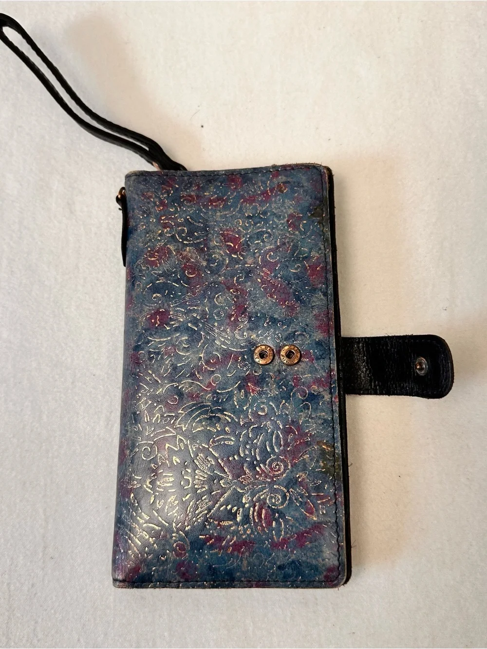 Patricia Nash Valentia Floral Brocade Multi Color Leather Wristlet Wallet